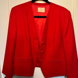 Vintage Pendleton Red Wool Skirt Suit – Blazer & Skirt Set, Classic 100% Virgin